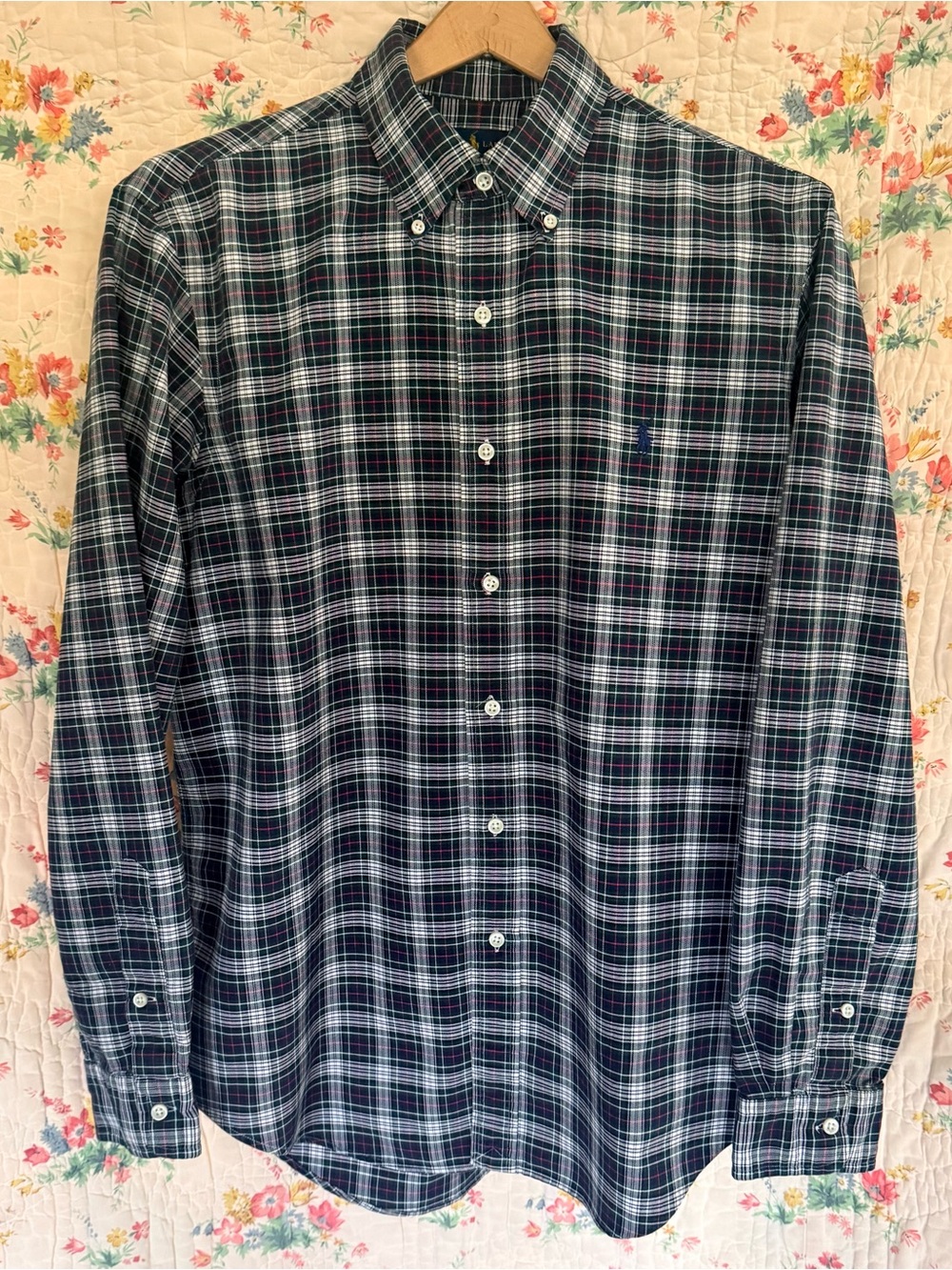 Polo Ralph Lauren Men’s Green Tartan Plaid Button Down Shirt - Large